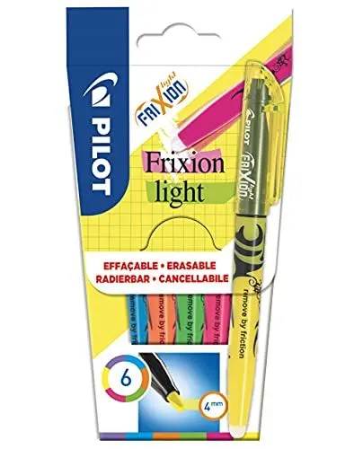Produktbild: PILOT - 6er-Set FriXion Light - Radierbarer Textmarker - Neonpink, Neongelb, Violett, Blau, Orange, Grün - Keilspitze für feine oder breitere Linien