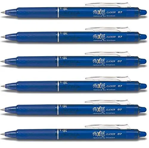 Produktbild: Pilot BLRT-FR7 Frixion Clicker, einziehbar, feine Rundspitze, löschbare Feder, 0,7 mm Spitze, 0,5 mm Strichbreite, 6 Stück