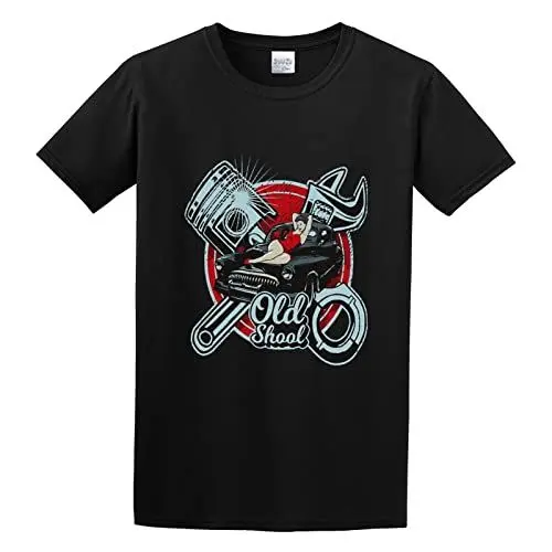 Produktbild: Pin Up Girl Rockabilly Old School Car Mechanic J M Transparent Crew Neck Unisex Short Sleeve T-Shirt XXL