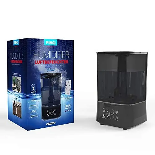 Produktbild: PINGI Ultraschall-Luftbefeuchter 35m² | Kühler Nebel Luftbefeuchter für trockene Luft mit 4L Tank, automatischer Abschaltung & LCD Bildschirm Licht | Anti-Trocknung Luftbefeuchter für Zuhause