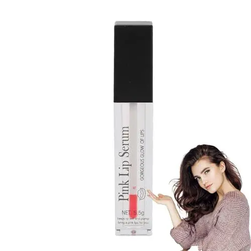 Produktbild: Pink Lip Serum, Lip Oil, Gepflegtes Rosa Lippenserum Feuchtigkeit und Glanz für Make up Kosmetik Langanhaltendes Revitalisierendes Lippenserumöl für Weiche Geschmeidige