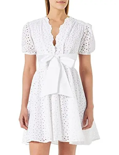 Produktbild: Pinko Damen Aureo Baumwollkleid Stickerei Sang Lässiges Kleid, Z04_weiß Brill, 46
