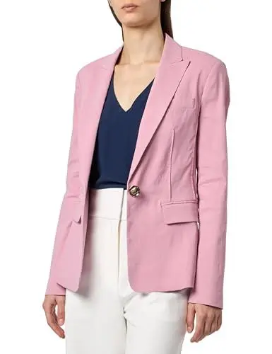 Produktbild: Pinko Damen Ghera-Elastische Leinenjacke mit Knopf Perlmutt-Effekt Blazer, N98_Rauch Orchidee, 34