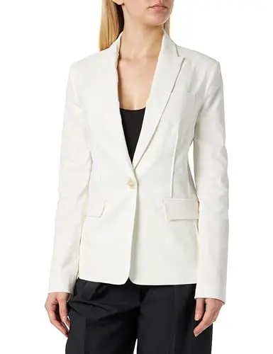Produktbild: Pinko Damen Ghera Leinenjacke Stretch mit Knopf in Perlmuttoptik Blazer, Z07_Weiß Seide, 40