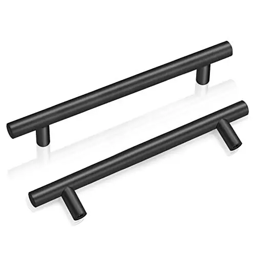 Produktbild: PinLin 10er-Pack Küchentürgriffe 128 mm Lochabstand mattschwarz Schrankgriffe Edelstahl Schrank T-Griff