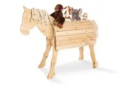 Produktbild: Holzpferd Niels für Draußen von PINOLINO - Spielpferd und Pferd zum Reiten für Kinder - Kreativität, Fantasie, Motorik - naturbelassenes XL Holz Pferd mit Mähne - Voltigierpferd