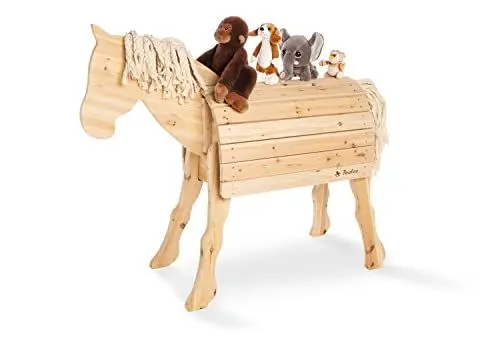 Produktbild: PINOLINO Holzpferd Niels für Draußen Spielpferd und Pferd zum Reiten für Kinder - Kreativität, Fantasie, Motorik - naturbelassenes XL Holz Pferd mit Mähne - Voltigierpferd
