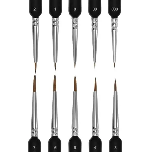 Produktbild: Pinsel Fein, 10 Stück Pinsel Malen Nach Zahlen, Acrylpinsel Geeignet für Acrylfarben Aquarelle Miniaturen Öle Modelle Strichzeichnungen Maniküren