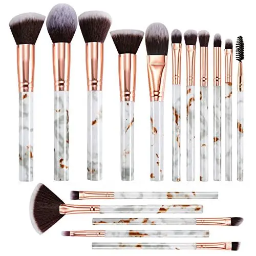 Produktbild: Pinselset Makeup DUAIU 16 Stück Professionelle Pinsel Set Marmor Gesicht Make Up Pudercreme Puder Foundation Lidschatten Concealer Eyeshadow Schmink Pinsel Mit Schminktasche