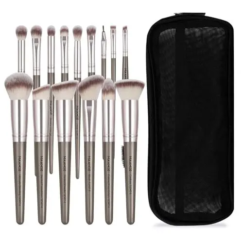 Produktbild: Pinselset Makeup, MAANGE 15-teilig Make up Pinsel Set, hochwertige Schminkpinsel-Set mit Etui, Foundation, Puder, Concealer, Lidschatten, Champagne Gold