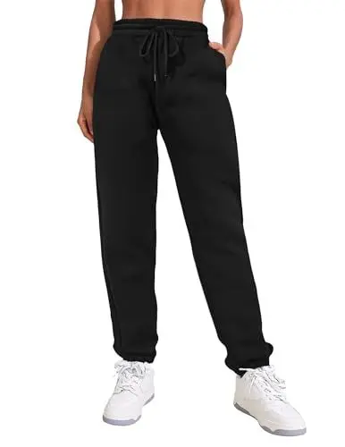 Produktbild: PINSPARK Damen Jogginghose Sporthosen Lange Yoga Hosen Loose Casual Trainingshose Fitness High Waist Jogger Laufhosen Modern Schwarz M