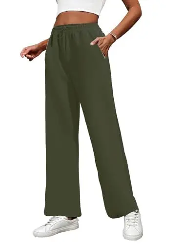 Produktbild: PINSPARK Damen Jogginghose Sporthosen Lange Yoga Hosen Loose Casual High Waist Bequeme Lockere Freizeithose Fitness Loungewear Armeegrün XL