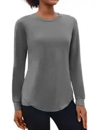 Produktbild: PINSPARK Damen Fitness Sport T-Shirt Langarmshirt Running Fitness Shirts Sportbekleidung Langarm Oberteile Top Casual Shirt Loose Fit Dunkelgrau XXL