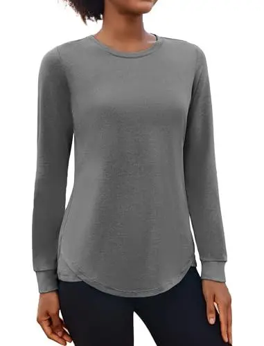 Produktbild: PINSPARK Damen Fitness Sport T-Shirt Langarmshirt Running Fitness Shirts Sportbekleidung Langarm Oberteile Top Casual Shirt Loose Fit Dunkelgrau XXL