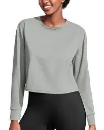 Produktbild: PINSPARK Damen Sport Langarmshirt Leicht Fitness Yoga Langarm Shirt Atmungsaktiv Crop Tops Sportshirt Trainingsshirt Sport Kleidung Frauen Running Workout Top Locker Grau L