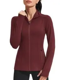 Produktbild: PINSPARK Damen Sportjacken Schmale Passform Trainingsjacke Durchgehender Reißverschluss Laufen Fitnessstudio Yoga Sport Tops mit Taschen