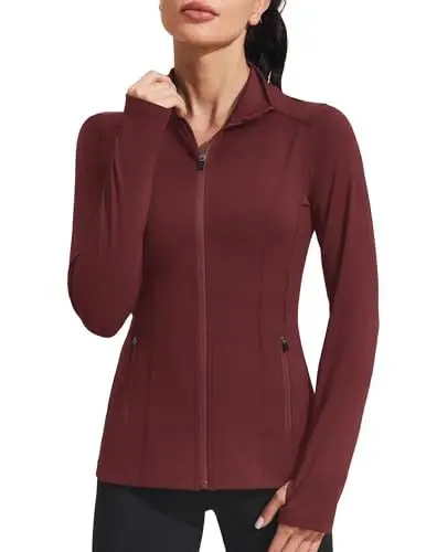 Produktbild: PINSPARK Damen Sportjacken Schmale Passform Trainingsjacke Durchgehender Reißverschluss Laufen Fitnessstudio Yoga Sport Tops mit Taschen