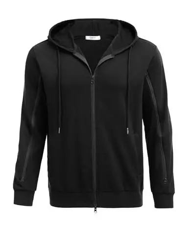Produktbild: PINSPARK Herren Kapuzenpullover Hoodie Langarm Sweatjacke Kapuzenjacke Dialysejacke Sweatshirt mit Reißverschluss und Taschen Schwarz XL