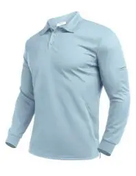 Produktbild: PINSPARK Herren Poloshirt Golf Shirt UPF50+ Sonnenschutz Sommer Langarm Tshirts Schnelltrocknend Sportshirt Outdoor Poloshirts für Männer Winter Hellblau XL
