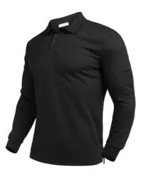 Produktbild: PINSPARK Polo Shirt Herren Langarm Schnelltrocknend Poloshirts Regular Fit UV Schutz Golf Hemd Sport Polo Shirt Männer Tshirt Sommer Outdoor Schwarz M
