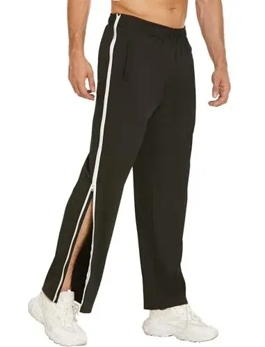 Produktbild: PINSPARK Herren Sporthose Fitness Freizeithose Klassische Trainingshose mit Taschen Freizeithose öffnen Jogger Abreißhose Trekkinghose Schwarz S
