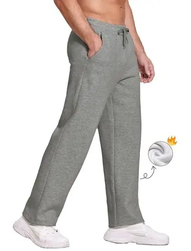 Produktbild: PINSPARK Herren Trainingshose Winter Fleece Baggy Jogginghose Baumwolle Sporthose Sweatpants Casual Freizeithose Laufhose für Fitness Sport mit Taschen Dunkelgrau XXL