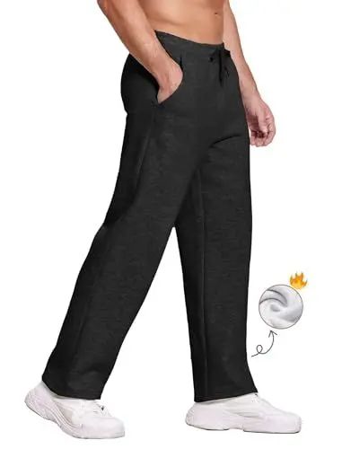 Produktbild: PINSPARK Jogginghose Herren Winter Fleece Gefüttert Freizeithose Warm Lang Trainingshose für Männer Weites Bein Sporthose Sweatpants Baumwolle Mit Taschen Schwarz M