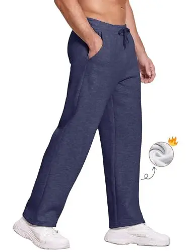 Produktbild: PINSPARK Jogginghose Herren Baumwolle Winter Fleece Trainingshose Thermo Warme Sporthose Baggy Gefütterte Sport Hose Männer Sweatpants Jogger mit Taschen Navy blau L