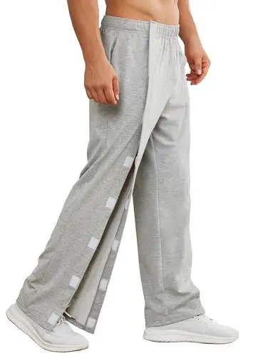 Produktbild: PINSPARK Jogginghose Herren Trainingshose Lang Sporthose Baggy Sweathose Lounge Pants Abreißhose Fitness Freizeithose mit Taschen Hellgrau S