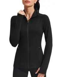 Produktbild: PINSPARK Damen Sportjacken Schmale Passform Trainingsjacke Durchgehender Reißverschluss Laufen Fitnessstudio Yoga Sport Tops mit Taschen