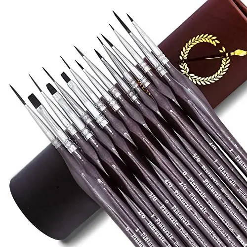 Produktbild: Pinturale Feine Pinsel Set - 15-Teiliges Detailliertes Und Fein Pinselset Malen | Künstlerpinsel Ideal Acrylfarben, Aquarell, Modellbau, Ölfarben, Aquarellpinsel Set | Borstenpinsel Set, Haarpinsel