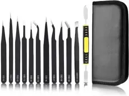 Produktbild: Pinzetten Set 12PCS Edelstahl Pinzette Anti-Statik Präzise Pinzette für Elektronik Industrie Schönheit Präzisionsarbeit(schwarz)