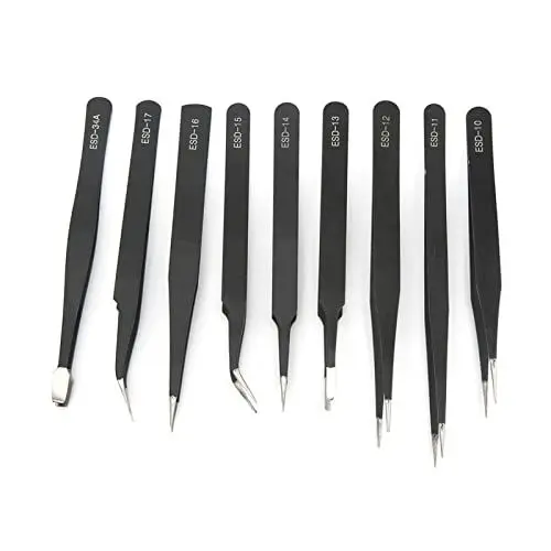 Produktbild: Pinzetten-Set, Schweiß-Spezialwerkzeug-Set, Ellenbogen, Gebogen, Spitz, Gerade, 9-teiliges Schweiß-Toolset, Geräte-Set, Instrumenten-Set, Werkzeugkasten, Pinzetten-Set,