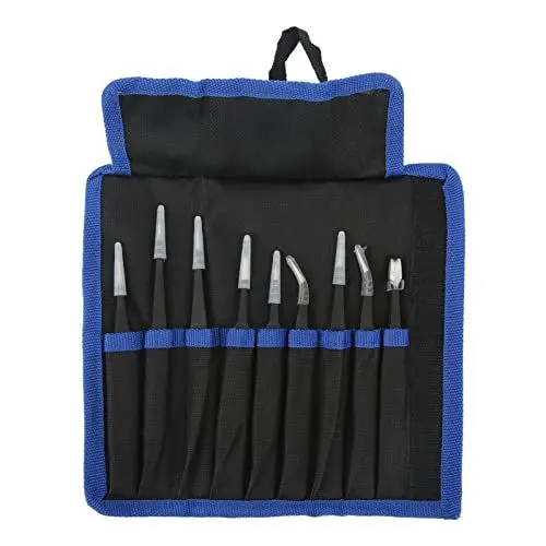 Produktbild: Pinzetten-Set, Spezialwerkzeug-Set, Ellenbogenschweißen, Spitz, Gerade, Gebogen, 9-teiliges Werkzeug-Set, Instrumenten-Set, Schweißwerkzeug-Set, Pinzetten-Sortiment,