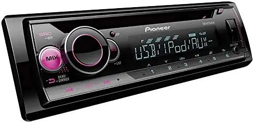 Produktbild: Pioneer DEH-S220UI, 1-DIN RDS-Autoradio mit roter Tastenbeleuchtung, Display weiß, Android-Unterstützung, iPhone-Steuerung, 5-Band-Equalizer, CD, MP3, USB, AUX- Eingang, ARC App