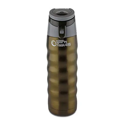 Produktbild: Pioneer Sport-Isolierflasche aus Hochwertigem Edelstahl 480 ml, Doppelwandige Vakuumtechnik 24 Stunden Kühl 8 Stunden Heiß 100% Auslaufsicher BPA Frei - Bronze