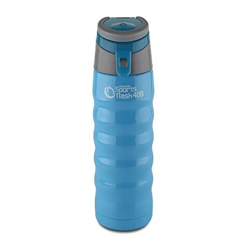Produktbild: Pioneer Sport-Isolierflasche aus Hochwertigem Edelstahl 480 ml, Doppelwandige Vakuumtechnik 24 Stunden Kühl 8 Stunden Heiß 100% Auslaufsicher BPA Frei - Blau