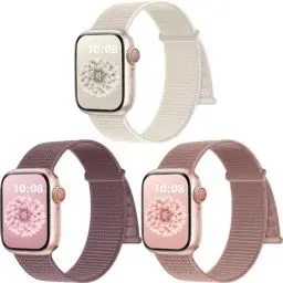 Produktbild: PIOWNN 3 Stück Nylon Armband Kompatibel mit Apple Watch Armband 41mm 40mm 38mm 42mm 44mm 45mm 46mm 49mm Damen Herren, Klettverschluss Sport Loop Armband für iWatch SE Series 10 9 8 7 6 5 4 3 2 1 Ultra