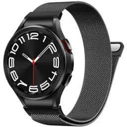 Produktbild: PIOWNN Metall Armband Kompatibel mit Samsung Galaxy Watch 7 6 5 4 Armband 44mm 40mm/Watch 6 Classic 47mm 43mm/Watch 5 Pro 45mm/Watch 4 Classic/FE, EIN-klick-Verbindung Loop Magnetisches Band, Schwarz