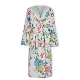 Produktbild: PIP Studio Guten Abend Bademantel Weißes Licht Beige Sauna Morgenmantel Blumen Blumen Druck Design Frottee Velours Braun Natur XL