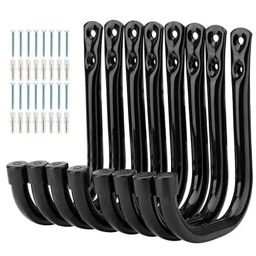 Produktbild: pipabiba Garagen-Aufbewahrungshaken, robuste J-Haken für Garagenaufbewahrung, Schuppen, Organizer, Gartengeräte, Fitnessstudio, Sportgeräte, jeder Haken max. Traglast 20 kg (14 cm x 10,5 cm)