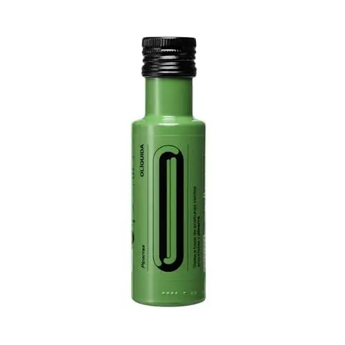 Produktbild: Piparra-Sauce. Sauce auf Basis grüner Oliven und Piparra. Eingelegter grüner Olivensaft mit einem Hauch Piparras. OLIQUIDA ist eine neue für Olivenliebhaber. 100-ml-Behälter. Saucen.