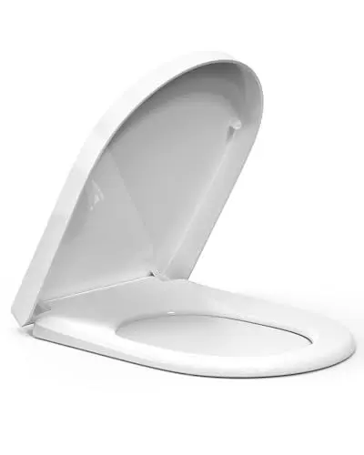 Produktbild: Pipishell Toilettendeckel, WC Sitz mit Absenkautomatik, Premium Klodeckel D-Form aus Duroplast, Klobrille mit Quick-Release Funktion für leichte Reinigung, Antibakteriell Klodeckel, Toilettensitz weiß