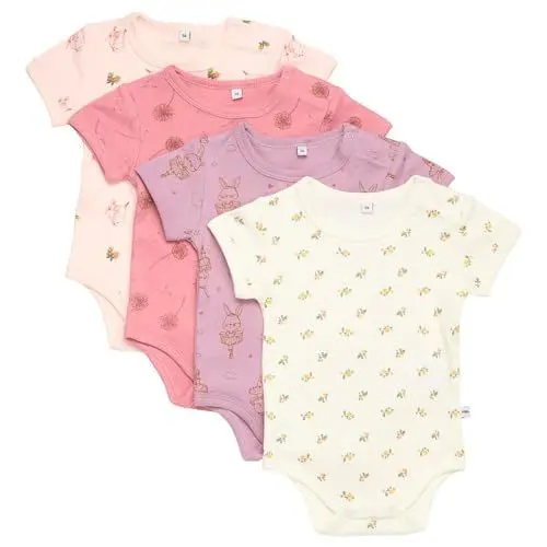 Produktbild: PIPPI Unisex Baby Body SS AO-printed (4-pack) Formender Body, Quail, 104
