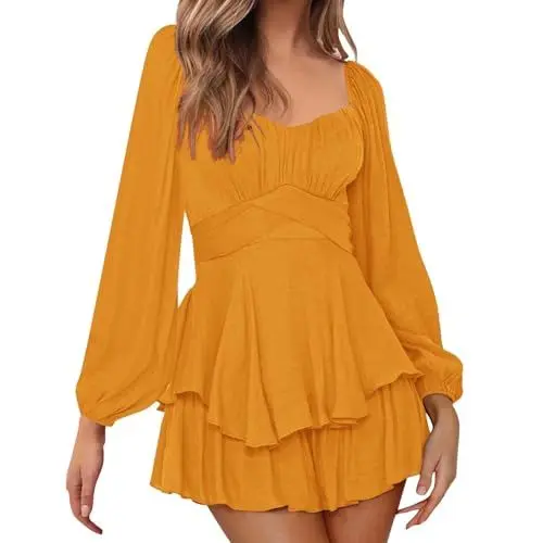 Produktbild: Piratenkostüm Damen Sommerkleid, Prinzessin Kleid Damen Einfarbige Hemdkleid Swing Kleid Korsett Off Piraten Kostüm Trägerloses Rüschensaum Skaterkleid Party Karneval