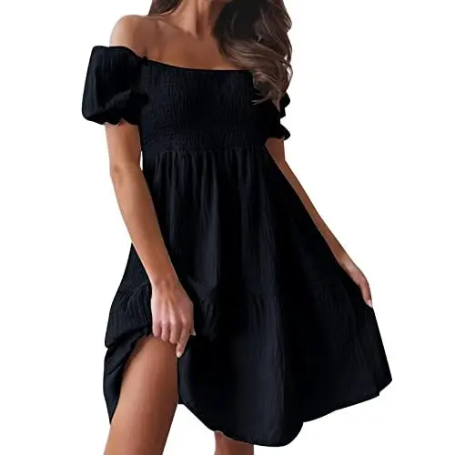 Produktbild: Piratenkostüm Damen Weißes Korsett Kleid, Tunika Kleid Damen Einfarbig Prinzessin Kleid Swing Kleid Korsett Off Piratenkleid Off Shoulder Rüschensaum Stufenrock Party Karneval