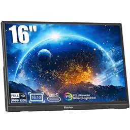 Produktbild: Pisichen Tragbarer Monitor, 16 Zoll Portable Monitor FHD 1920 x 1200P HDMI USB C IPS-Display HDR Augenpflege, Zweiter Externer Monitor für Laptop PC Computer Xbox Switch Telefon Ras Pi