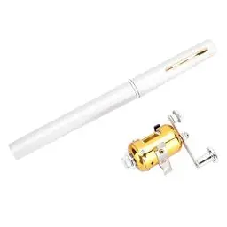 Produktbild: Pissente Angelruten-/Rollen-Kombi-Set, Mini-EIS-Teleskop-Angelruten- und Rollen-Kombinationen, Aluminiumlegierung, Angelrolle, Angelausrüstung, Stiftrollen-Zubehör (Silver)