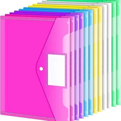 Produktbild: Piuaety Bunte 24er-Pack Ordnertaschen mit 11 Löchern und Druckknopfverschluss für 2/3/4-Ringbücher mit Etiketten – langlebig, unverzichtbar für Schule und Büro