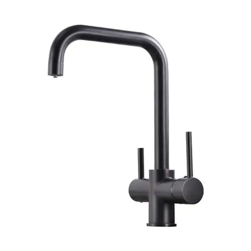 Produktbild: PIUSSEN 3 Wege Wasserhahn Küche, Küchenarmatur 360° Drehbar, 3 in 1 Mischbatterie Küche für Wasserfilter, Trinkwasserhahn mit 2 Hebel